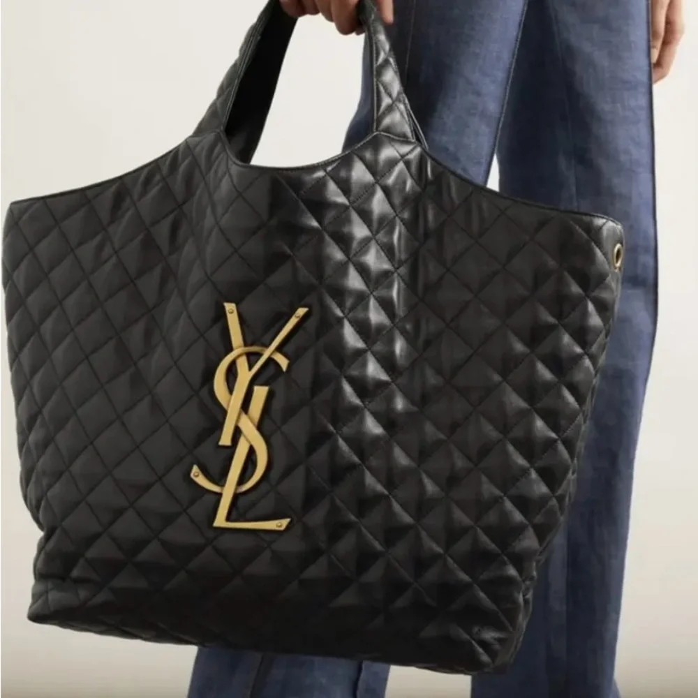 YSL Saint Laurent Black Quilted Leather Maxi Icare Shopping Tote - Picture 5 of 8